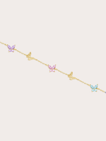 Soft Flutter Butterfly Charm Bracelet Spring Pastels 18K Gold (1) – Mondays Made Flower & Birthstone Jewelry Singapore