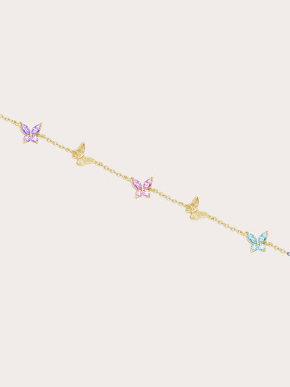Soft Flutter Butterfly Charm Bracelet Spring Pastels 18K Gold (1) – Mondays Made Flower & Birthstone Jewelry Singapore