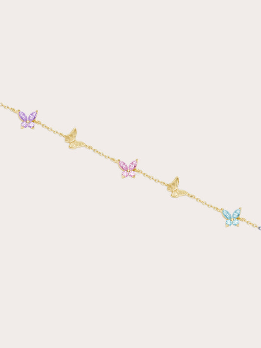 Soft Flutter Butterfly Charm Bracelet - Spring Pastels