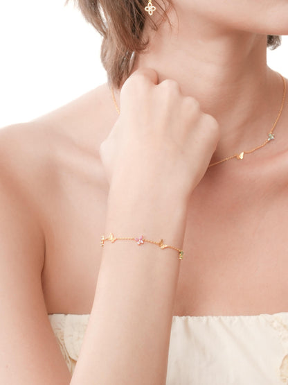 Soft Flutter Butterfly Charm Bracelet Spring Pastels 18K Gold (6) – Mondays Made Flower & Birthstone Jewelry Singapore
