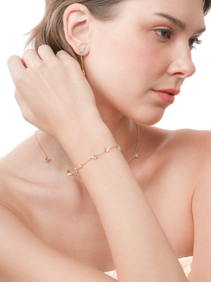 Soft Flutter Butterfly Charm Bracelet Spring Pastels 18K Gold (7) – Mondays Made Flower & Birthstone Jewelry Singapore