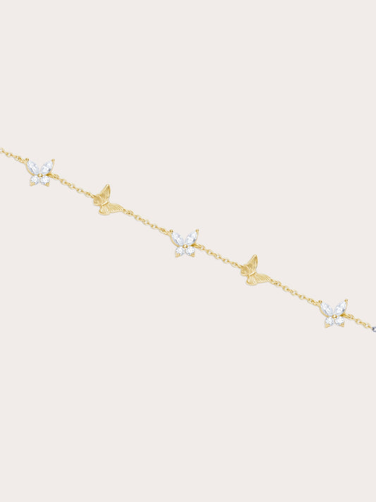 Soft Flutter Butterfly Charm Bracelet - White