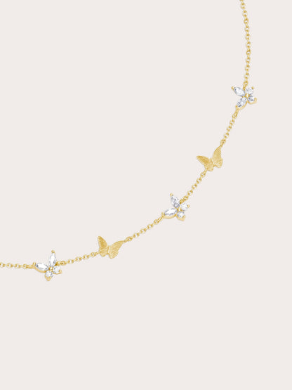 Soft Flutter Butterfly Charm Bracelet White 18K Gold (4) – Mondays Made Flower & Birthstone Jewelry Singapore