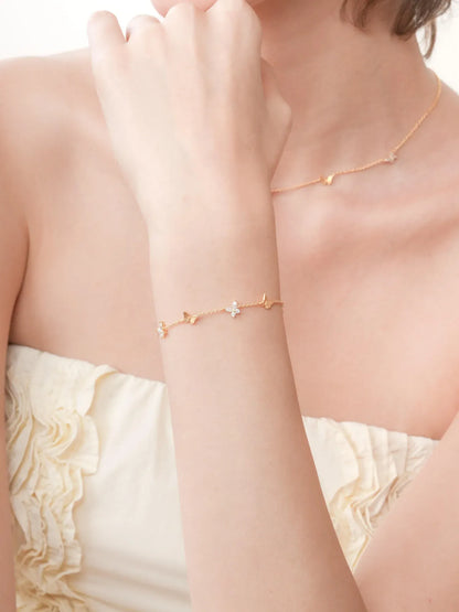 Soft Flutter Butterfly Charm Bracelet - White