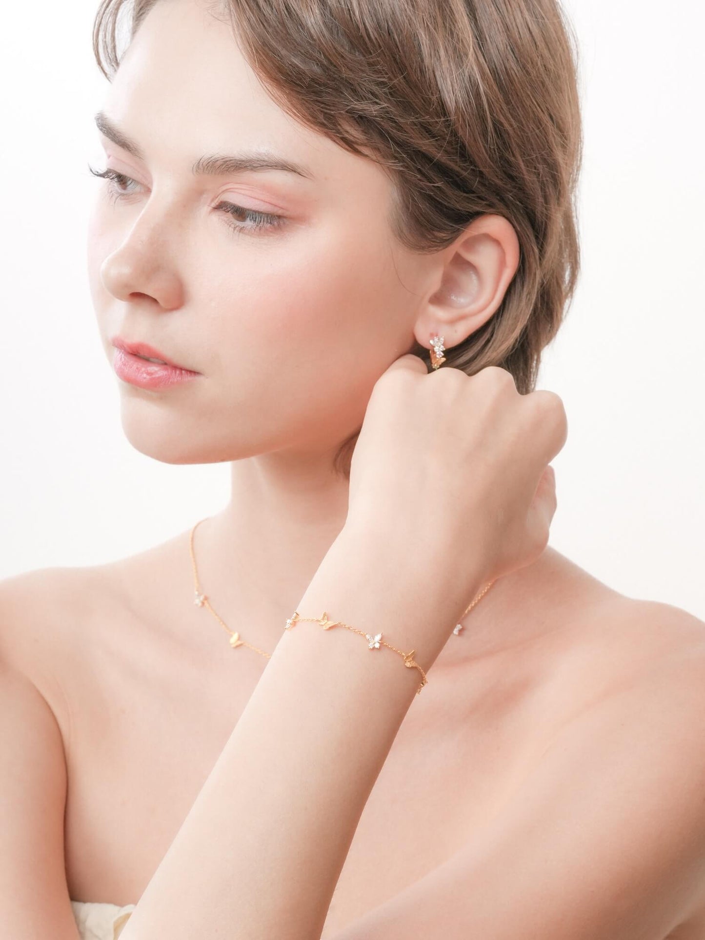 Soft Flutter Butterfly Charm Bracelet - White