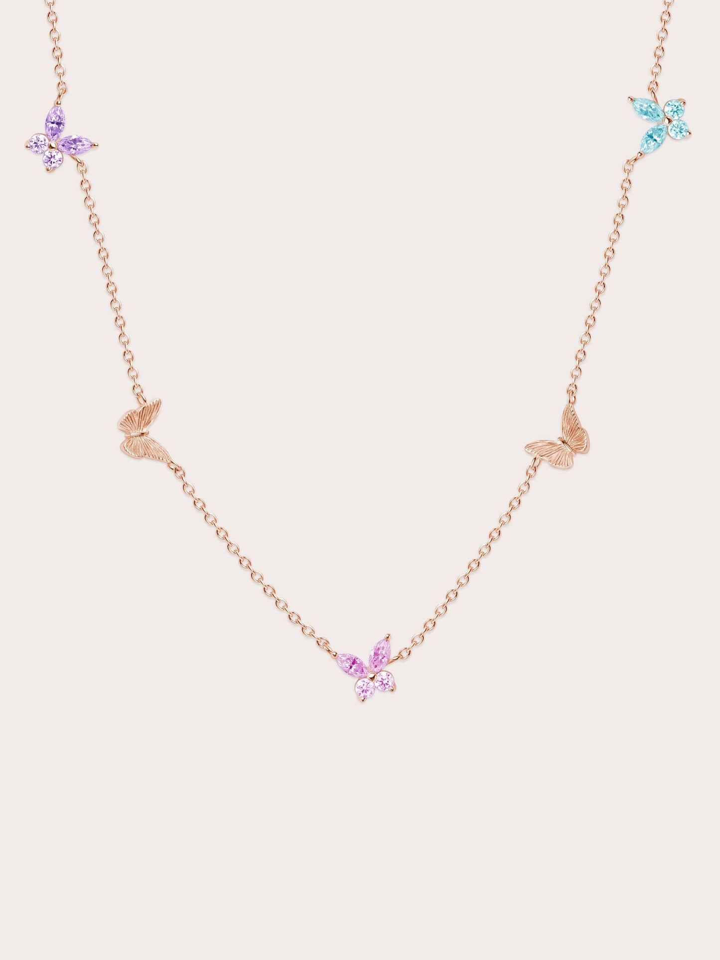 Soft Flutter Butterfly Charm Necklace - Spring Pastels