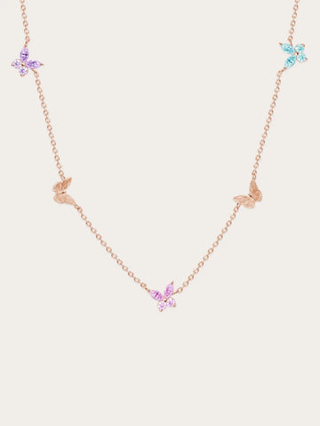 Soft Flutter Butterfly Charm Necklace - Spring Pastels