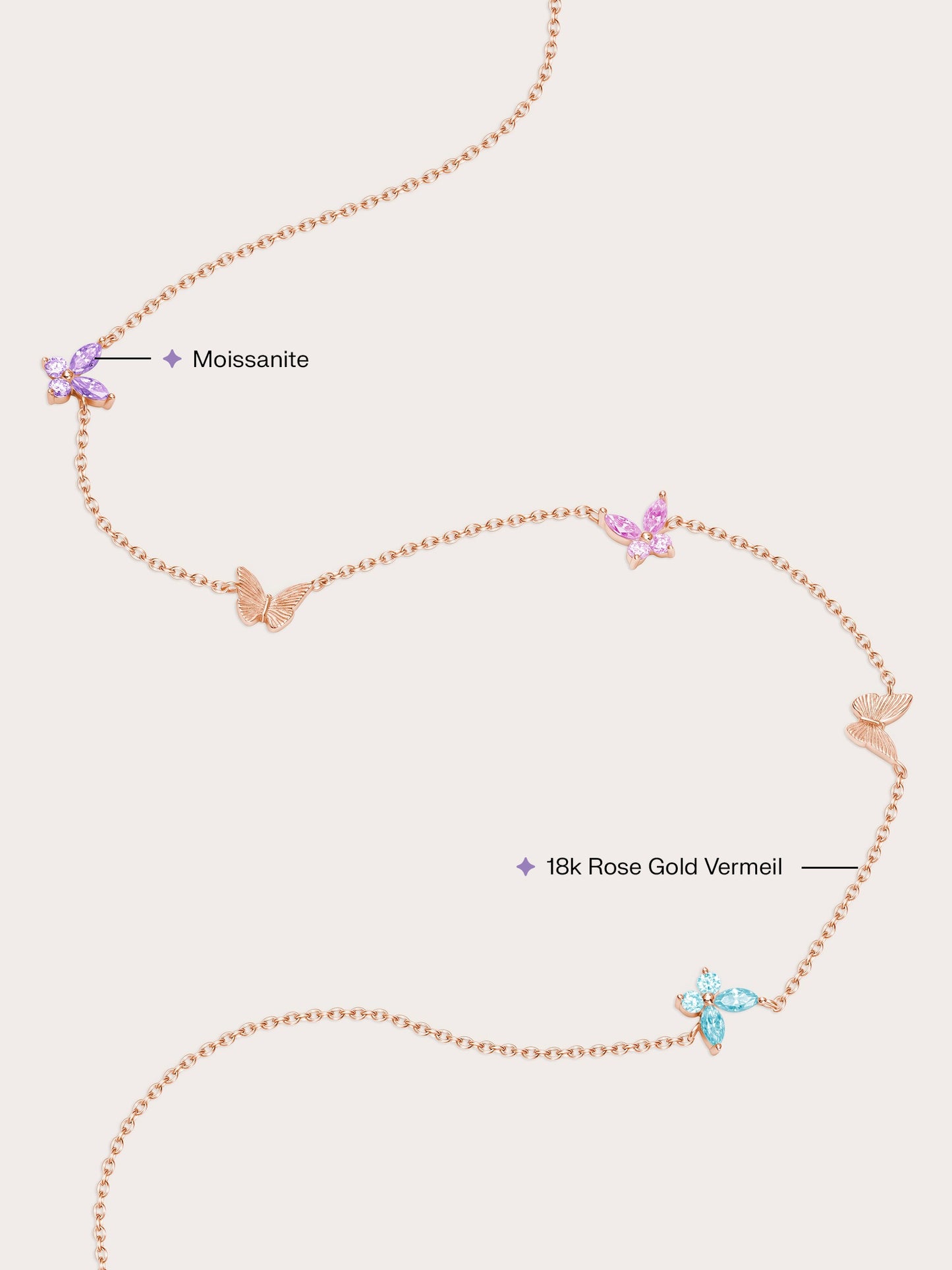 Soft Flutter Butterfly Charm Necklace - Spring Pastels