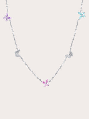 Soft Flutter Butterfly Charm Necklace Spring Pastels S925 Silver Rhodium (1) – Mondays Made Flower & Birthstone Jewelry Singapore