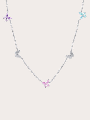 Soft Flutter Butterfly Charm Necklace Spring Pastels S925 Silver Rhodium (1) – Mondays Made Flower & Birthstone Jewelry Singapore