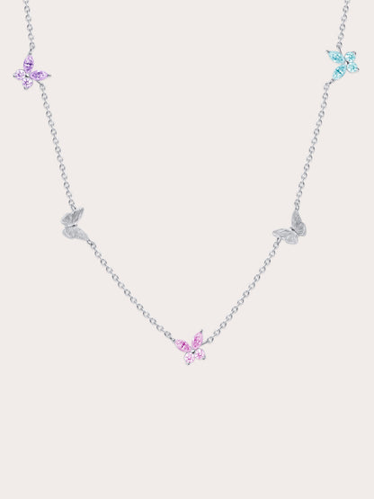 Soft Flutter Butterfly Charm Necklace Spring Pastels S925 Silver Rhodium (1) – Mondays Made Flower & Birthstone Jewelry Singapore