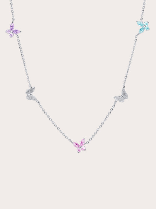 Soft Flutter Butterfly Charm Necklace - Spring Pastels