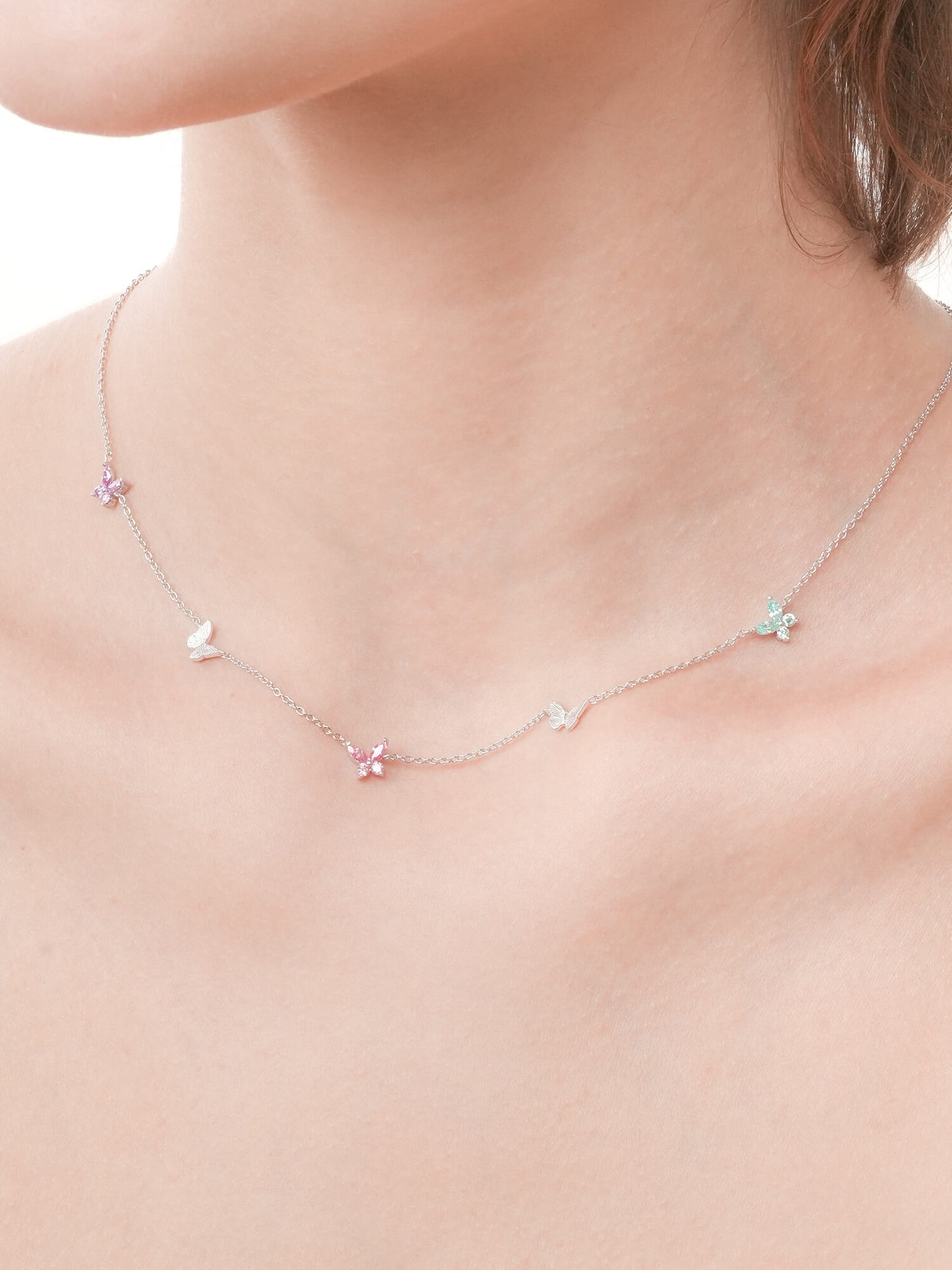 Soft Flutter Butterfly Charm Necklace - Spring Pastels