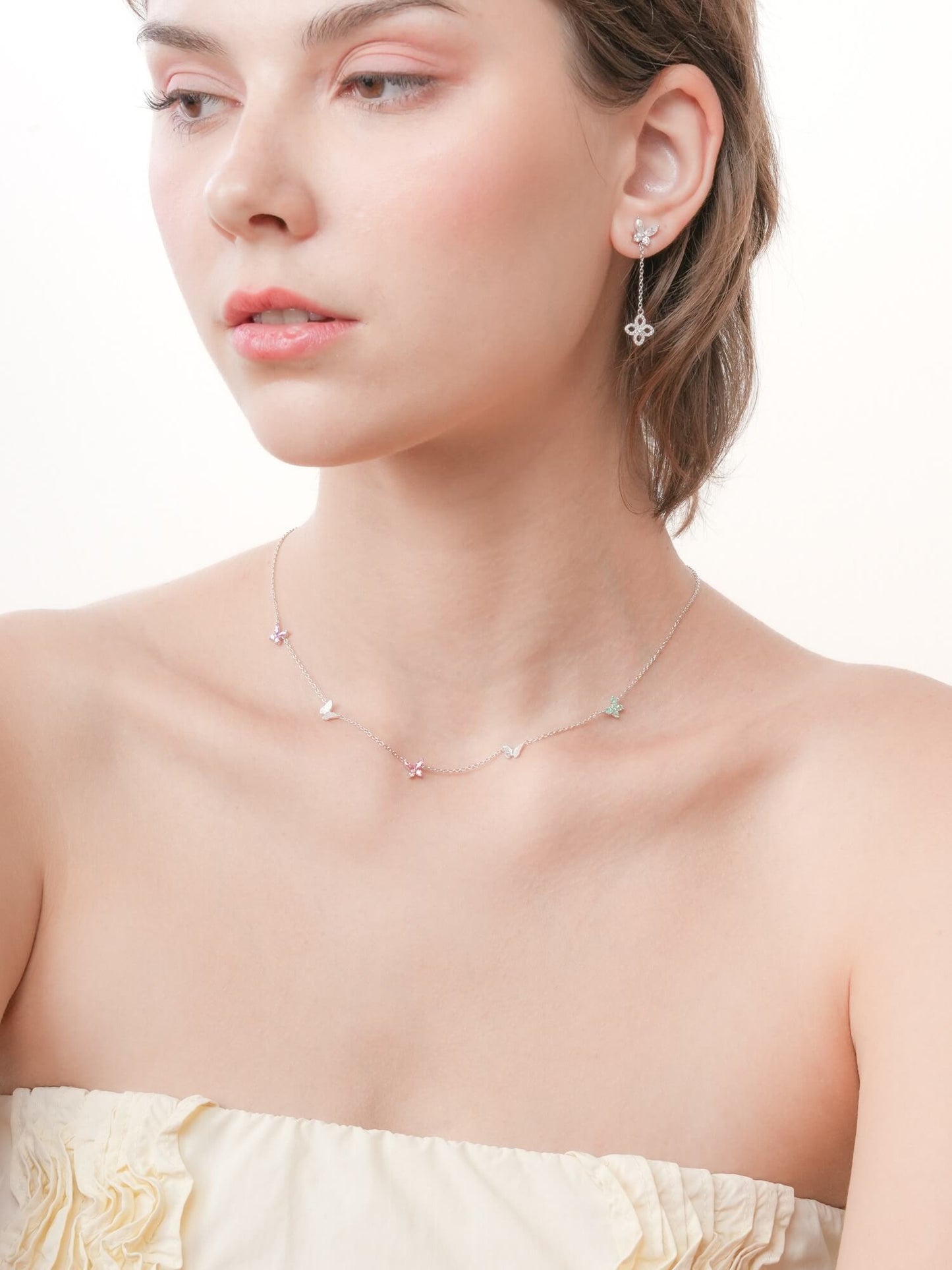 Soft Flutter Butterfly Charm Necklace - Spring Pastels