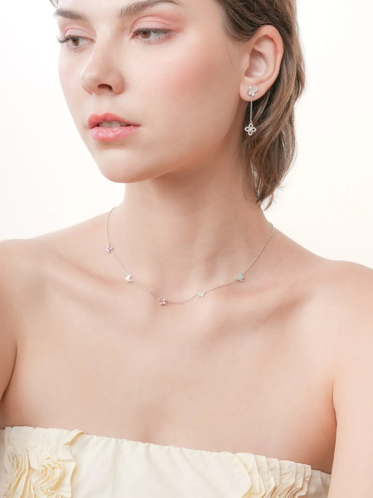 Soft Flutter Butterfly Charm Necklace - Spring Pastels