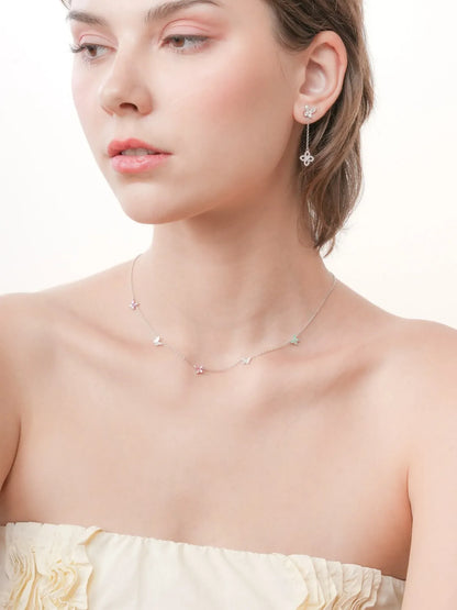 Soft Flutter Butterfly Charm Necklace - Spring Pastels