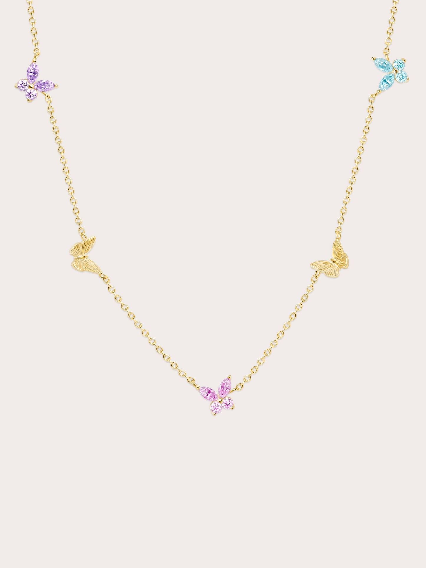 Soft Flutter Butterfly Charm Necklace - Spring Pastels