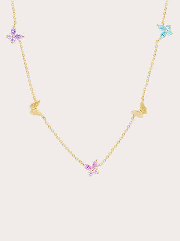 Soft Flutter Butterfly Charm Necklace Spring Pastels 18K Gold (1) – Mondays Made Flower & Birthstone Jewelry Singapore