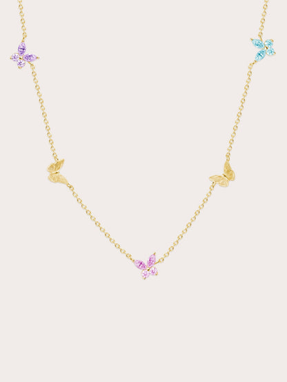 Soft Flutter Butterfly Charm Necklace Spring Pastels 18K Gold (1) – Mondays Made Flower & Birthstone Jewelry Singapore