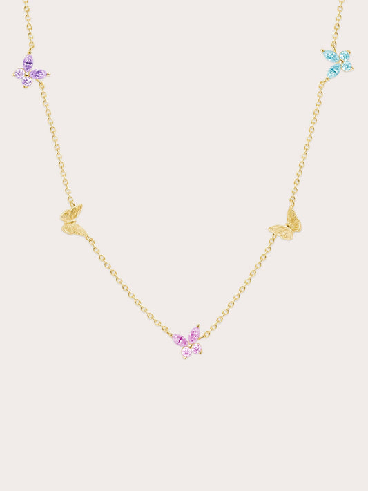 Soft Flutter Butterfly Charm Necklace - Spring Pastels
