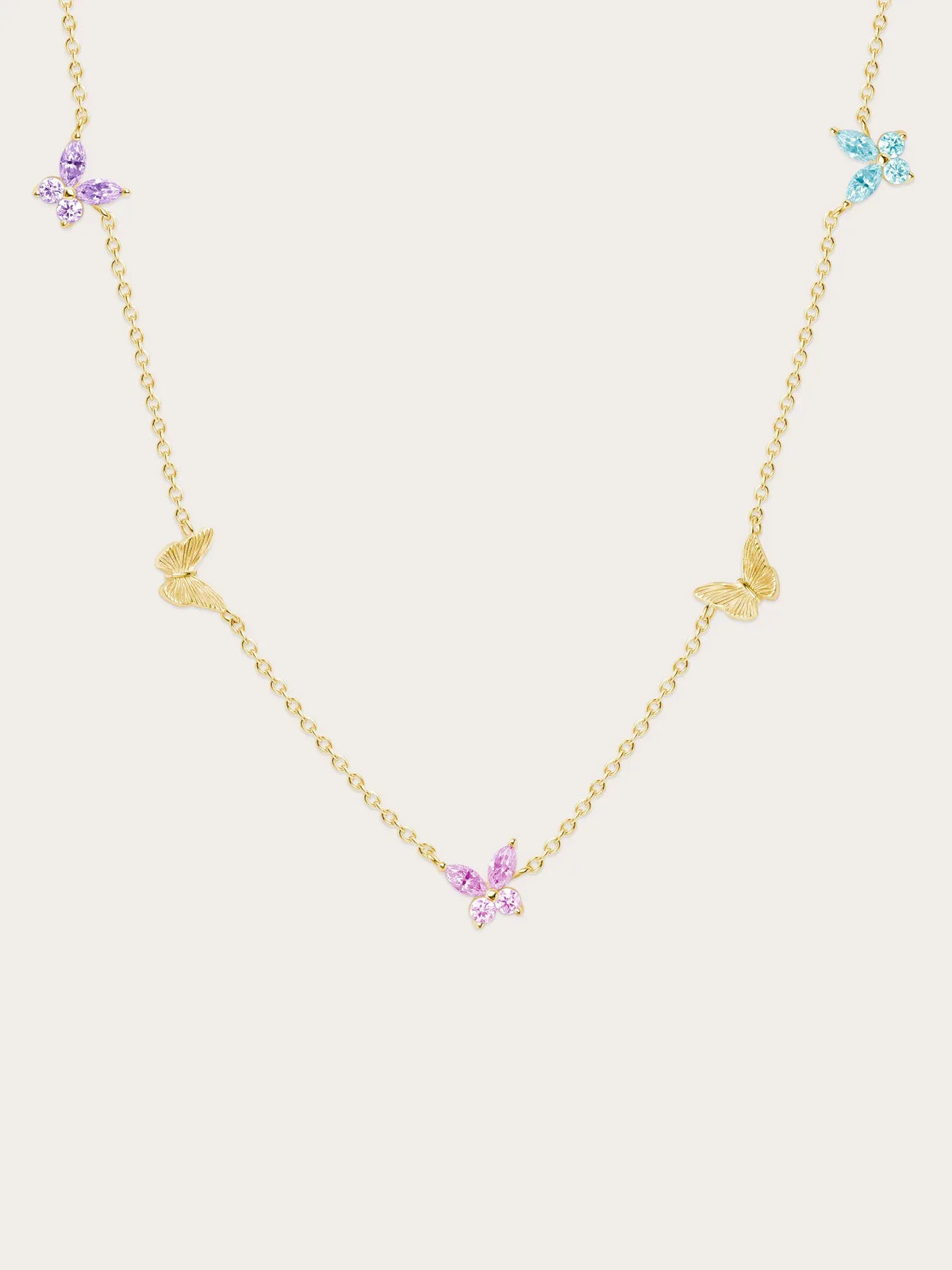 Soft Flutter Butterfly Charm Necklace - Spring Pastels