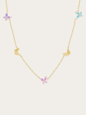 Soft Flutter Butterfly Charm Necklace - Spring Pastels