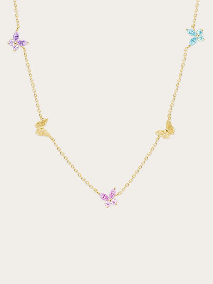 Soft Flutter Butterfly Charm Necklace - Spring Pastels