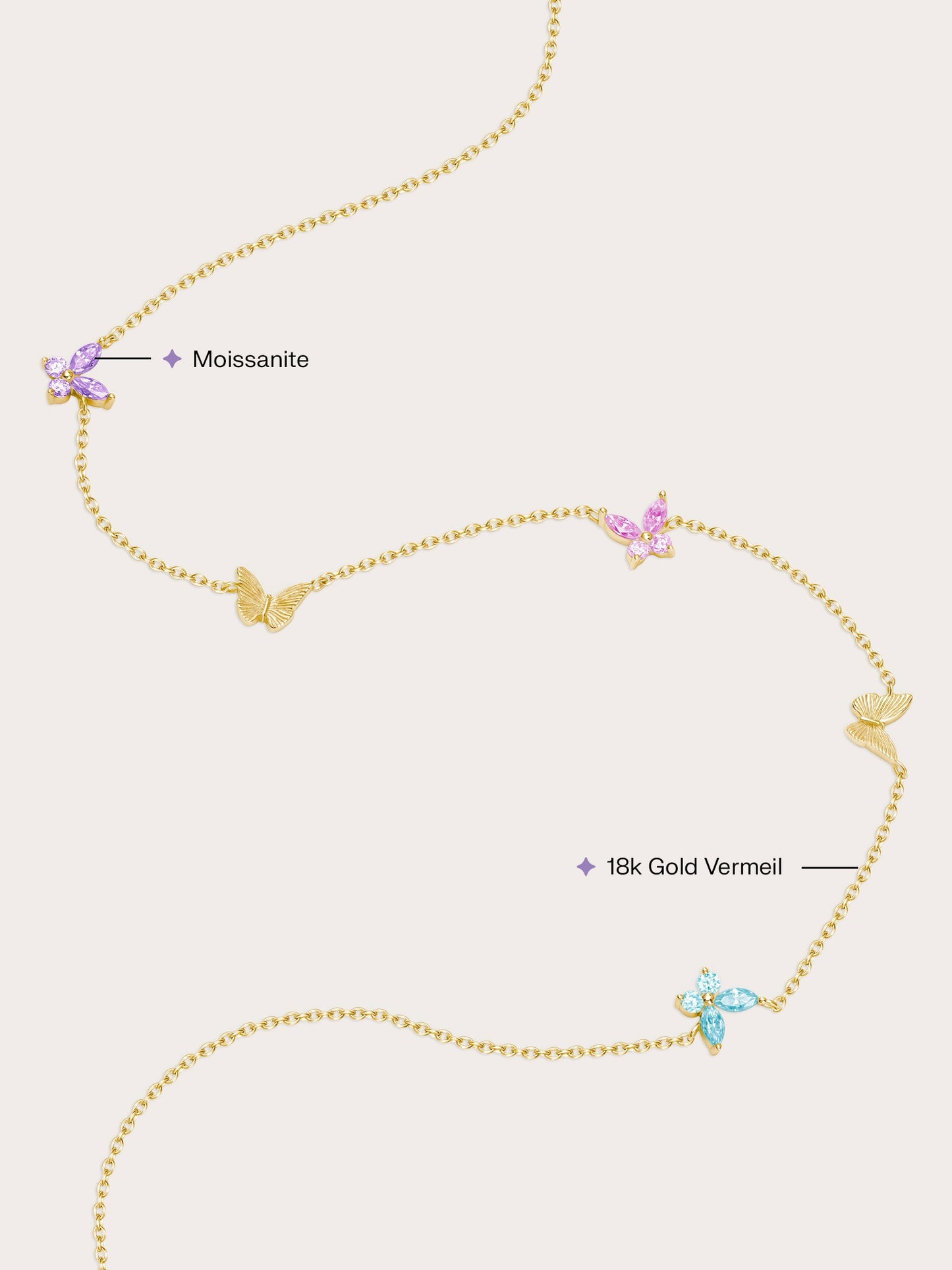 Soft Flutter Butterfly Charm Necklace - Spring Pastels