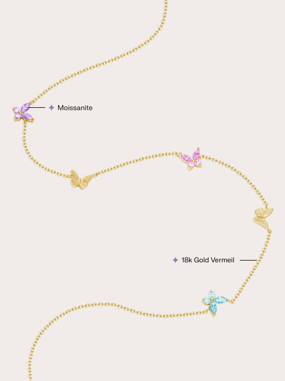 Soft Flutter Butterfly Charm Necklace Spring Pastels 18K Gold (2) – Mondays Made Flower & Birthstone Jewelry Singapore