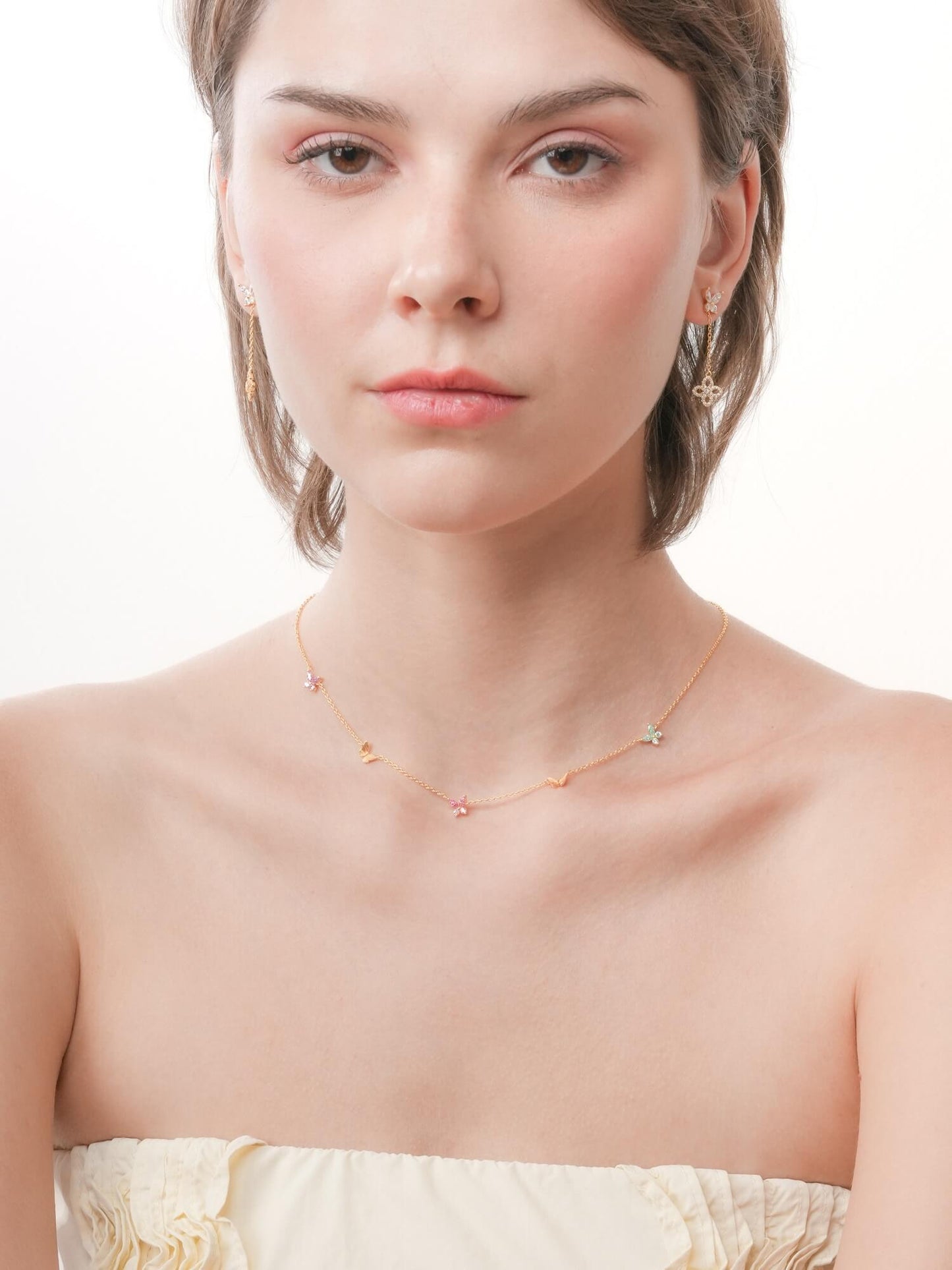 Soft Flutter Butterfly Charm Necklace - Spring Pastels