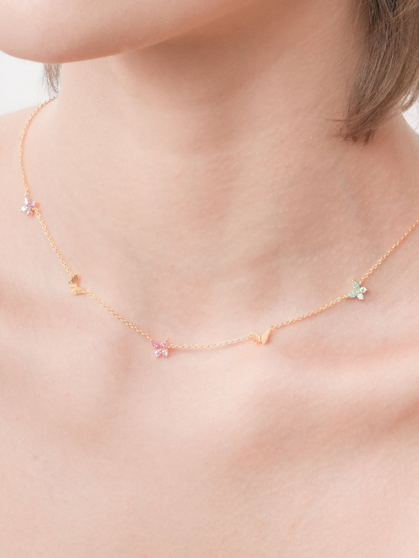 Soft Flutter Butterfly Charm Necklace - Spring Pastels