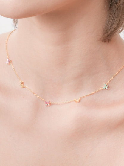 Soft Flutter Butterfly Charm Necklace Spring Pastels 18K Gold (5) – Mondays Made Flower & Birthstone Jewelry Singapore