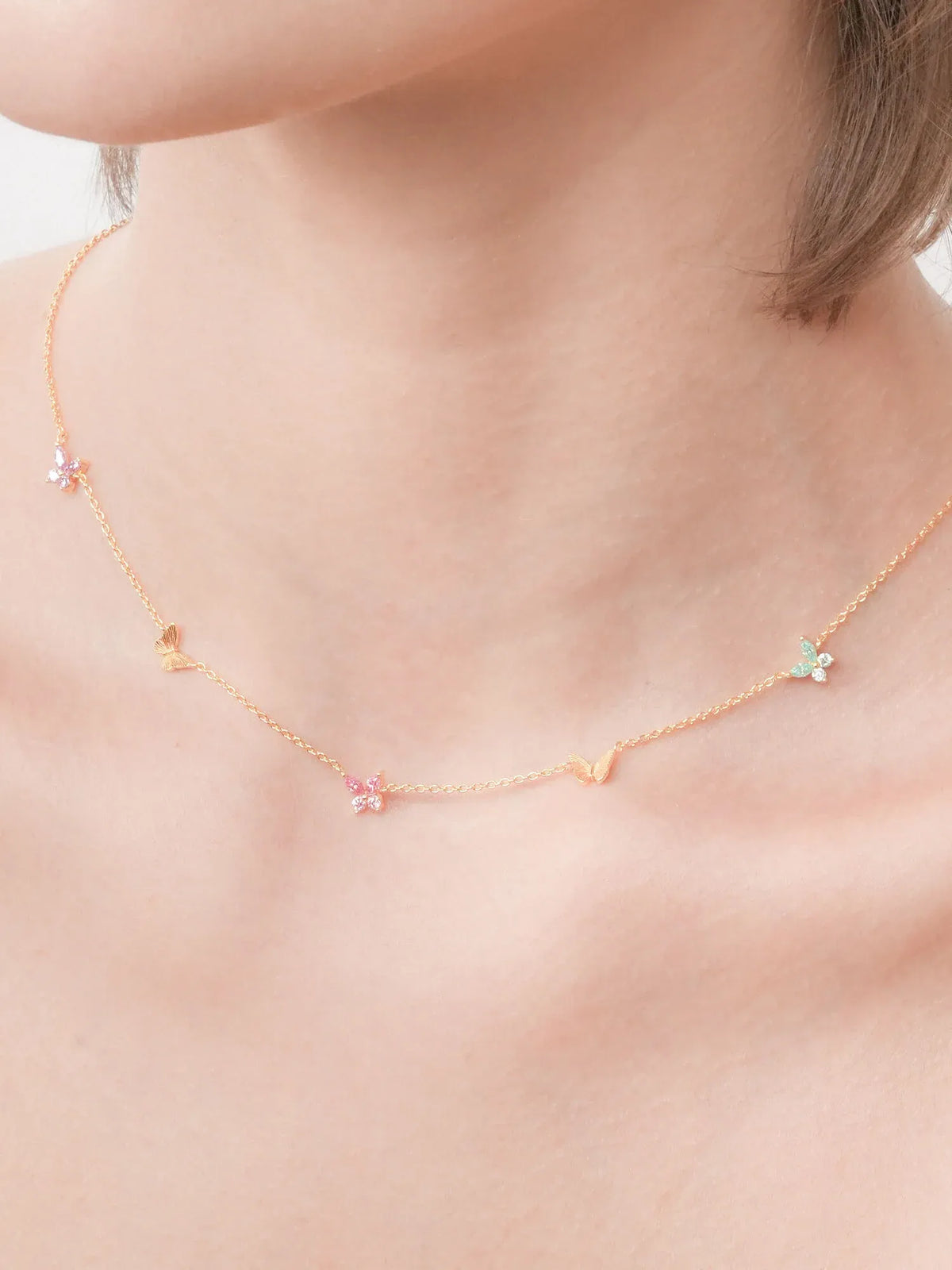 Soft Flutter Butterfly Charm Necklace - Spring Pastels