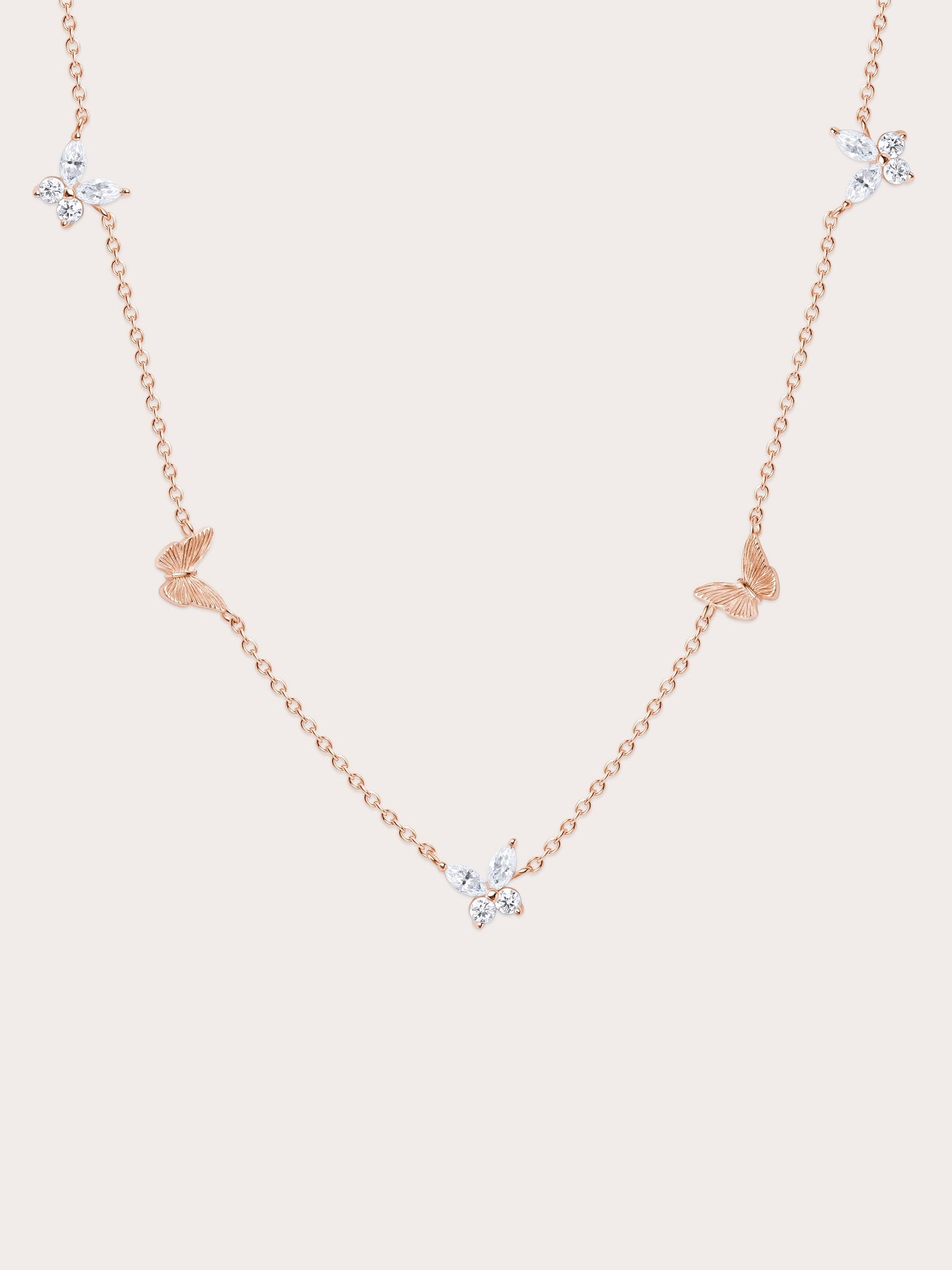 Soft Flutter Butterfly Charm Necklace - White