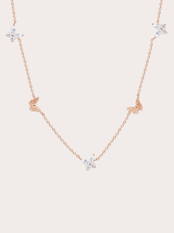 Soft Flutter Butterfly Charm Necklace White 18K Rose Gold (1) – Mondays Made Flower & Birthstone Jewelry Singapore