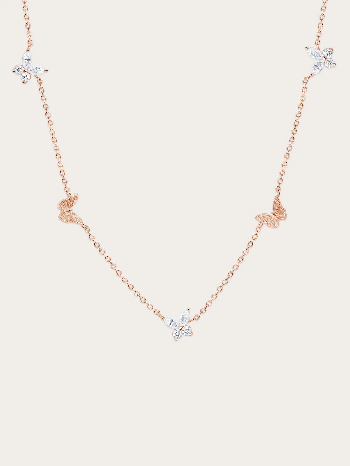 Soft Flutter Butterfly Charm Necklace - White