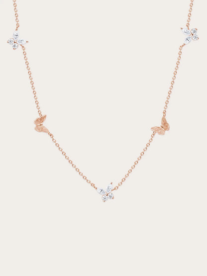 Soft Flutter Butterfly Charm Necklace - White
