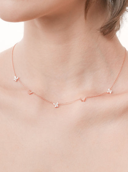 Soft Flutter Butterfly Charm Necklace White 18K Rose Gold (4) – Mondays Made Flower & Birthstone Jewelry Singapore