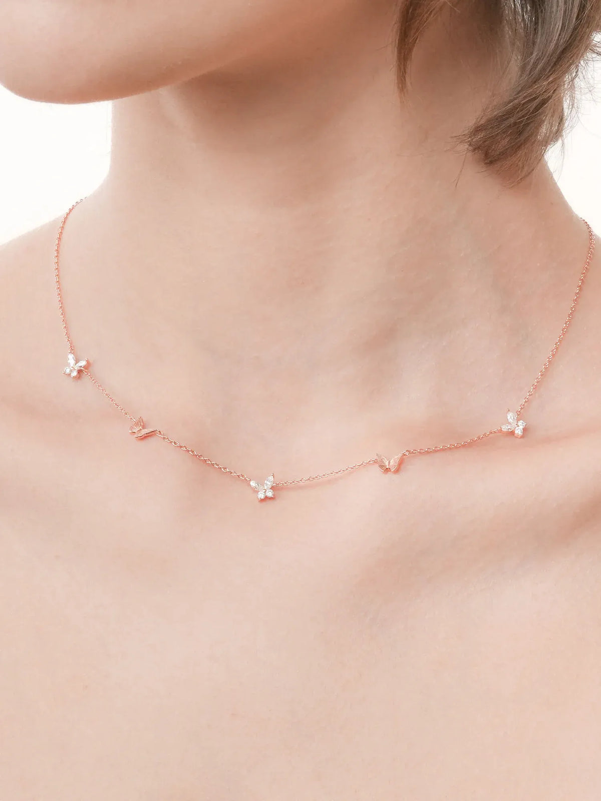 Soft Flutter Butterfly Charm Necklace - White