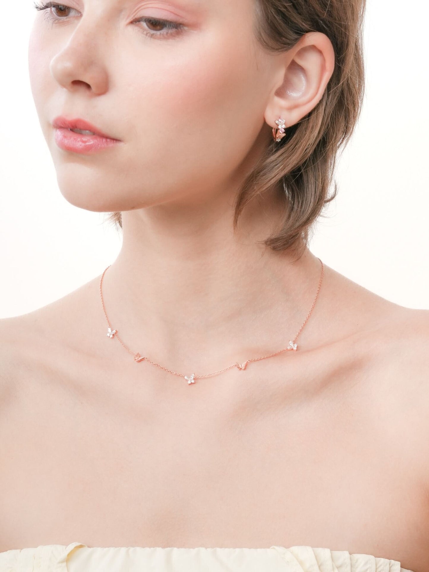 Soft Flutter Butterfly Charm Necklace - White