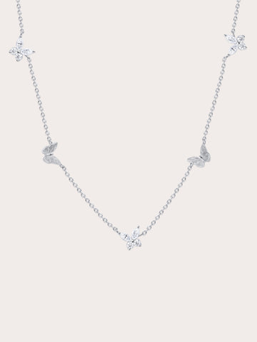 Soft Flutter Butterfly Charm Necklace White S925 Silver Rhodium (1) – Mondays Made Flower & Birthstone Jewelry Singapore