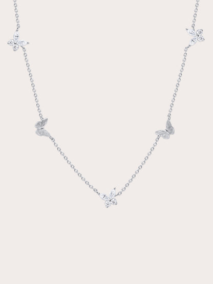 Soft Flutter Butterfly Charm Necklace White S925 Silver Rhodium (1) – Mondays Made Flower & Birthstone Jewelry Singapore