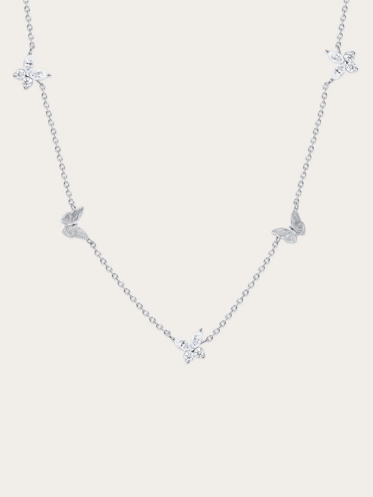 Soft Flutter Butterfly Charm Necklace - White