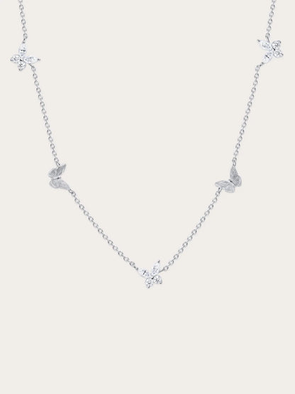 Soft Flutter Butterfly Charm Necklace - White