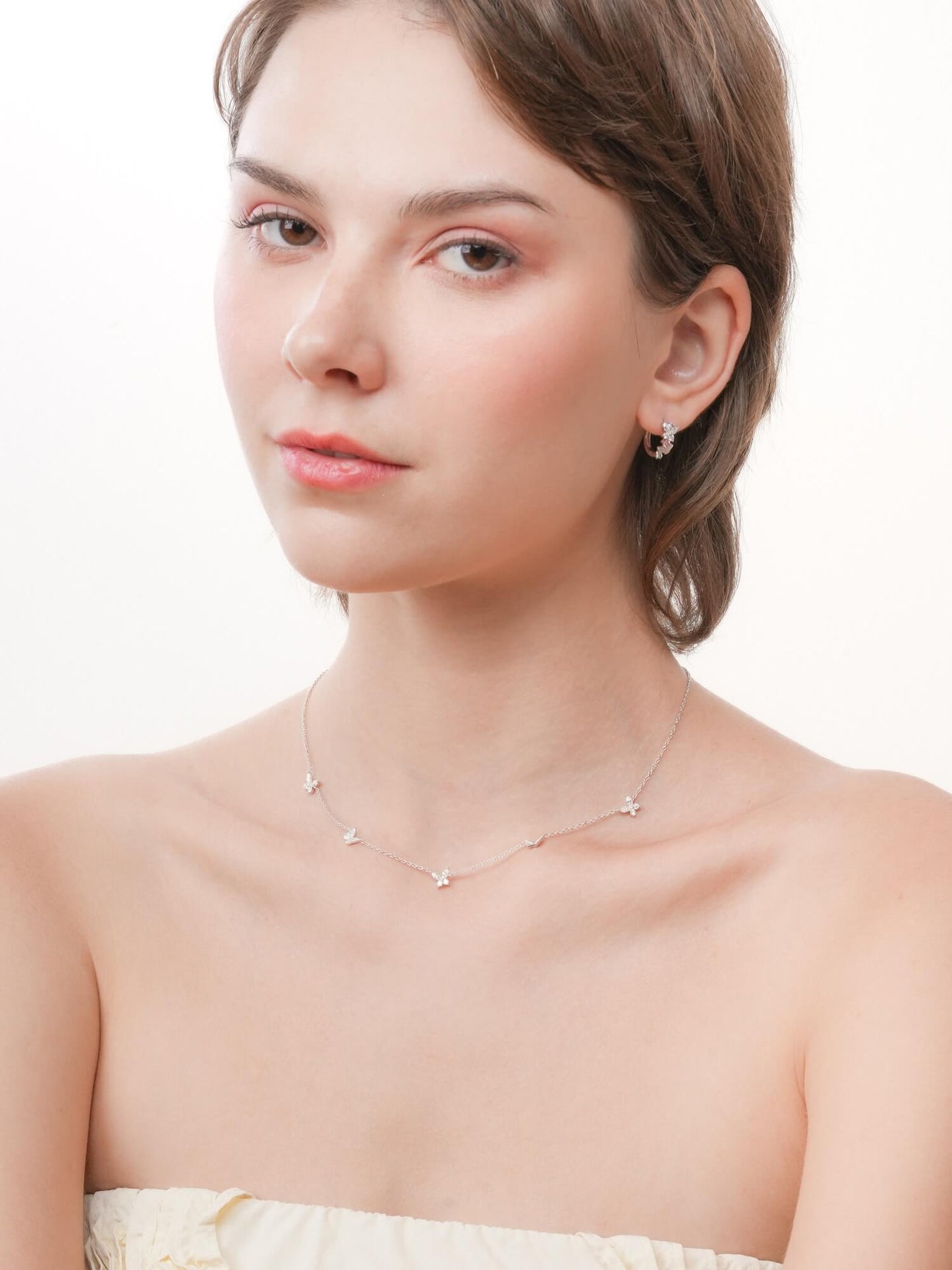 Soft Flutter Butterfly Charm Necklace - White