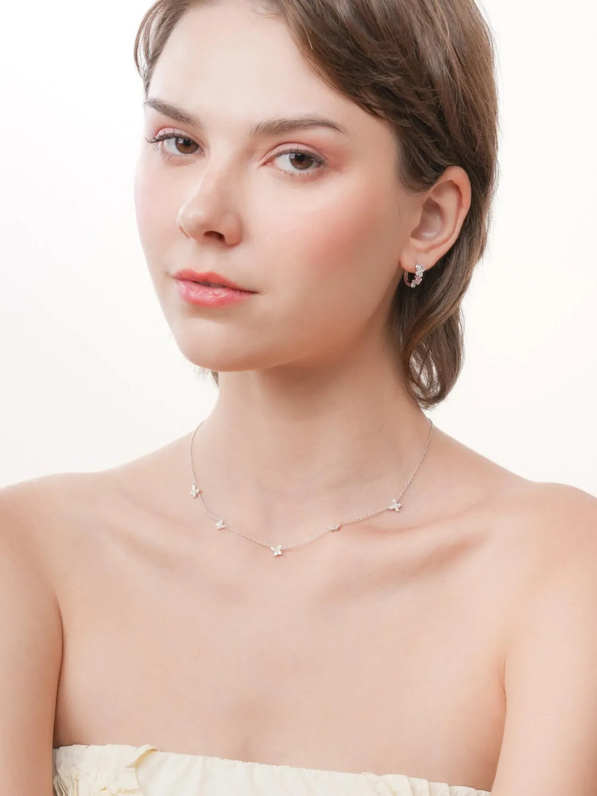 Soft Flutter Butterfly Charm Necklace - White
