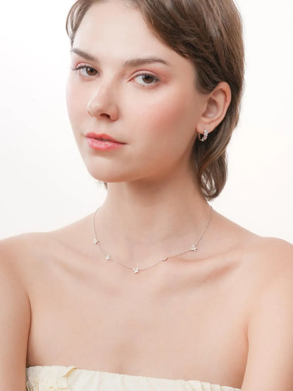 Soft Flutter Butterfly Charm Necklace - White