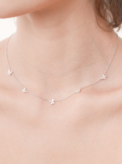 Soft Flutter Butterfly Charm Necklace White S925 Silver Rhodium (5) – Mondays Made Flower & Birthstone Jewelry Singapore