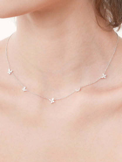 Soft Flutter Butterfly Charm Necklace - White