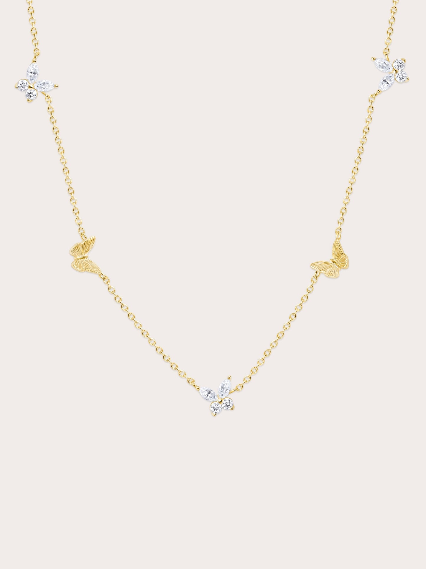 Soft Flutter Butterfly Charm Necklace - White